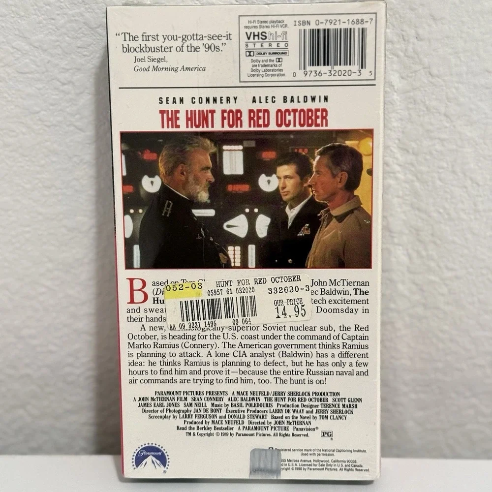 The Hunt For Red October VHS Alec Baldwin Sean Connery SEALED